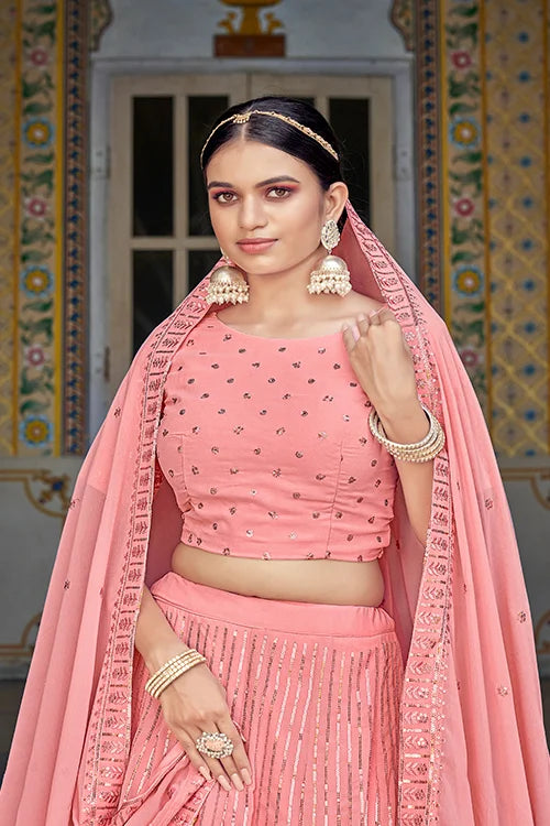 Designer Pink Wedding Lehenga Choli With Dupatta
