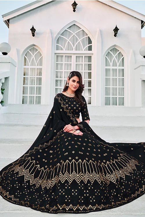 Buy Bollywood Style Navy Blue Georgette Lehenga Choli