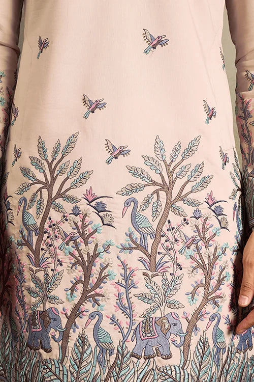 Beige Embroidered Work Beautiful Kurta for Men