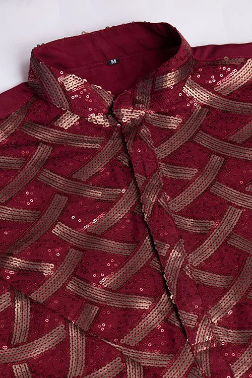 Maroon Traditional Look Ethnic Wear Kurta For Men