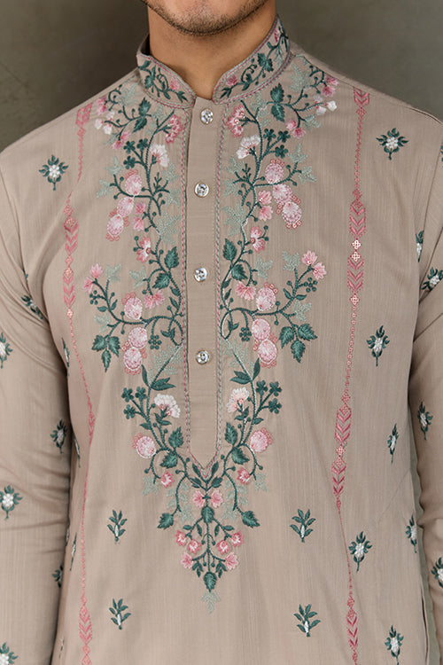 Ivory Embroidered Fancy Kurta For Men