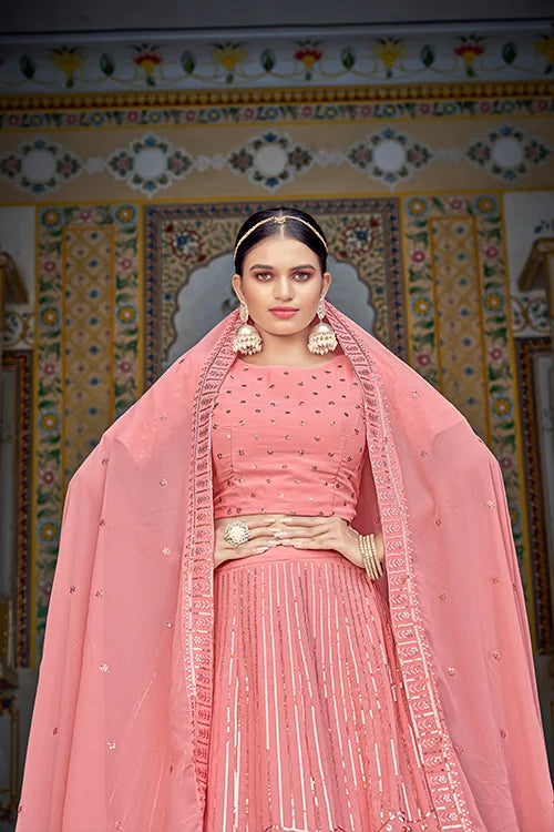 Designer Pink Wedding Lehenga Choli With Dupatta