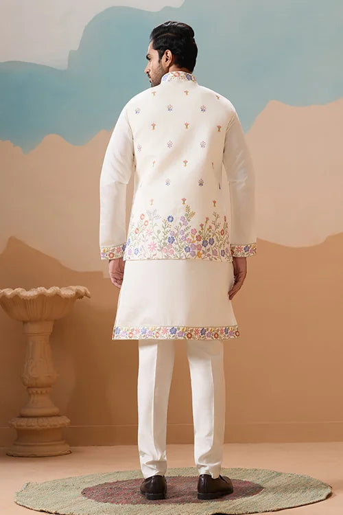 Traditional Mens Wear Kurta Koti Pant Outfit for Weddings