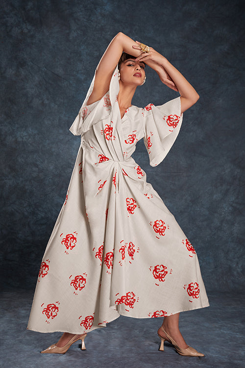 Trendy Butterfly Sleeve Printed Maxi Dress
