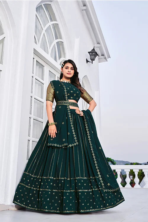 Teal Green Bollywood Georgette Lehenga Choli Online