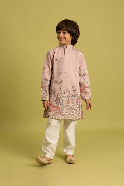 Premium Peach Color Vantara Style Boys Kurta with Pajama