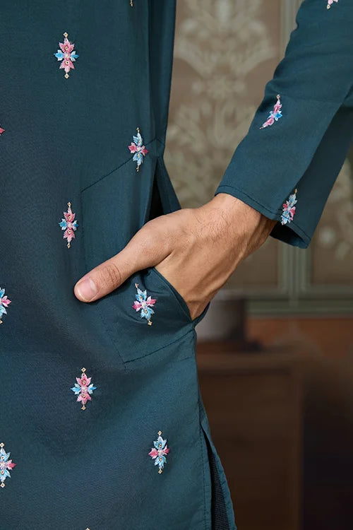 Premium Designer Green Koti Kurta Pair for Men