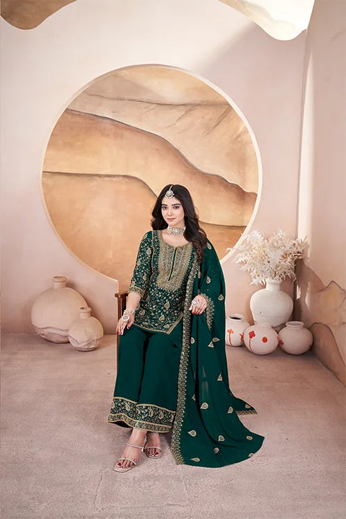 Green Embroidered Pakistani Salwar Suit For Women
