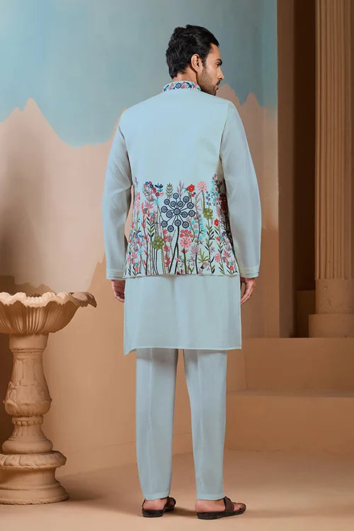 Unique Pista Color Koti Kurta Set for Men’s Style