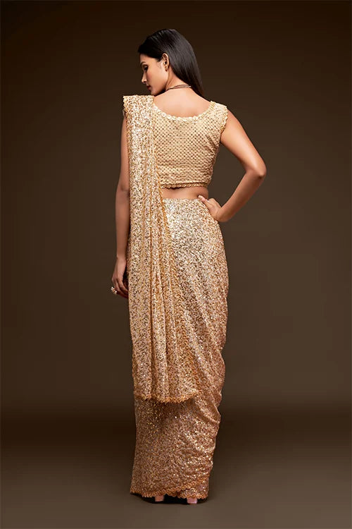 Heavy Georgette Saree With Sequins Embroidery Work