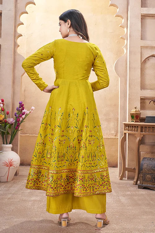 Elegant & Trendy Fluorescent Yellow Haldi Salwar Suit
