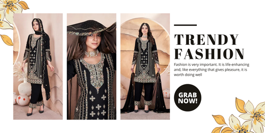 Embroidered Salwar Suit – Black Georgette Pakistani Design