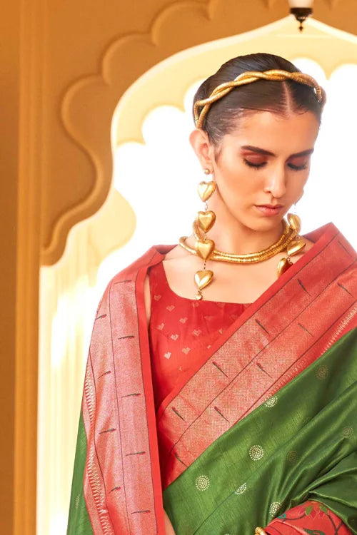 Indian Women Pure Silk Saree With Unstitched Blouse Piece At Shubhkala