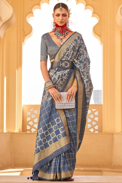 New Collection For Woven Ethnic Wear Saree With Printed Blouse