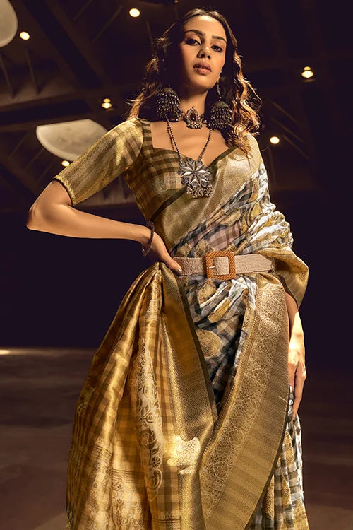 Indian Letset Collection For Women Saree Yellow And Black Colour