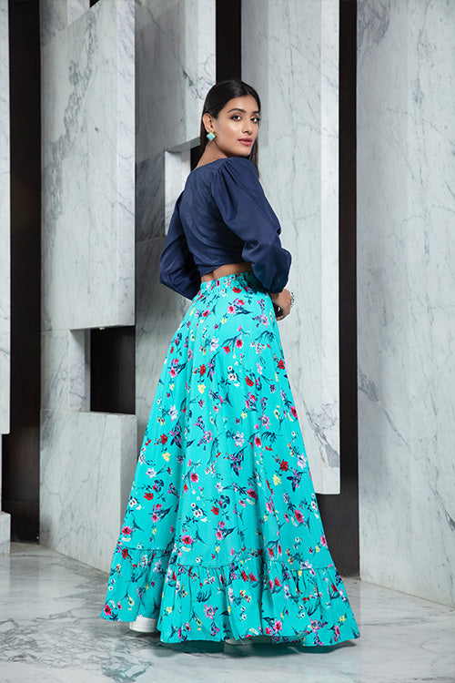 Exclusive Navy Blue Stitched Crop Top Collection