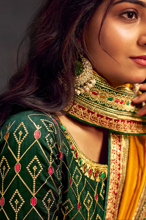 Designer Yellow Blooming Heavy Embroidery Work Saree With Blouse Piece