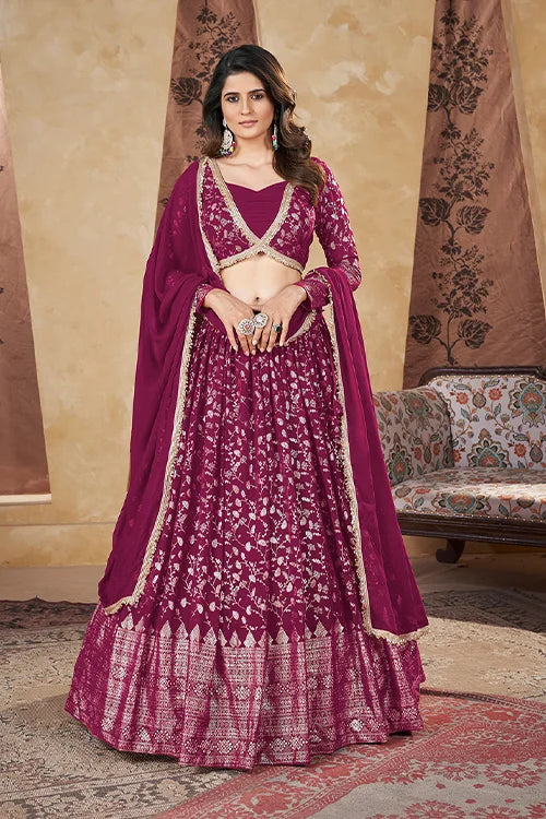 Wedding Collection For Women Wear Lehenga Choli With Dupatta Deep Pink Colour