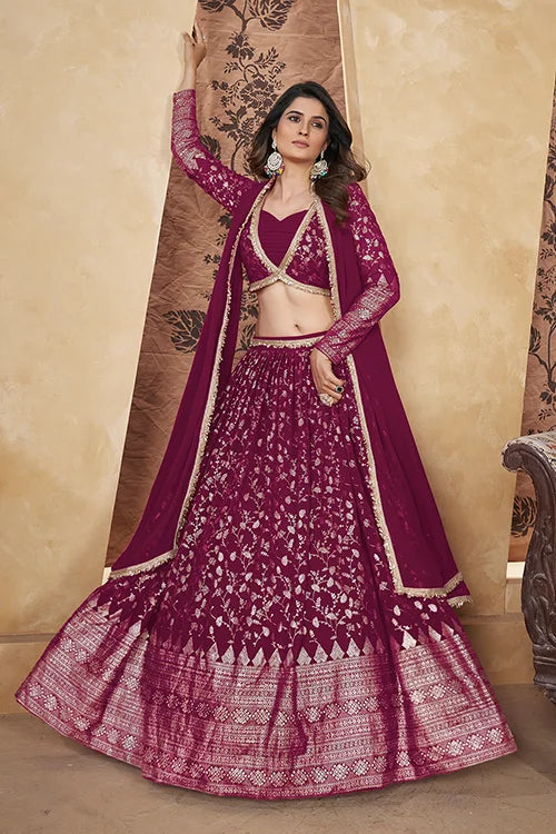 Wedding Collection For Women Wear Lehenga Choli With Dupatta Deep Pink Colour