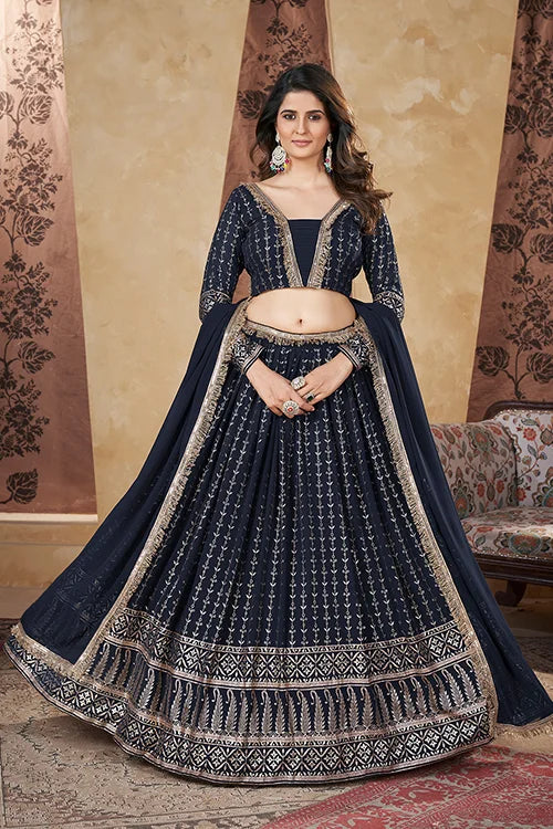 Georgette Lehenga Choli With Dupatta Women Collection