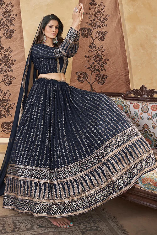 Georgette Lehenga Choli With Dupatta Women Collection