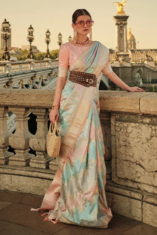 Banarasi Satin Silk Saree with Unstitched Blouse Elegant & Stylish