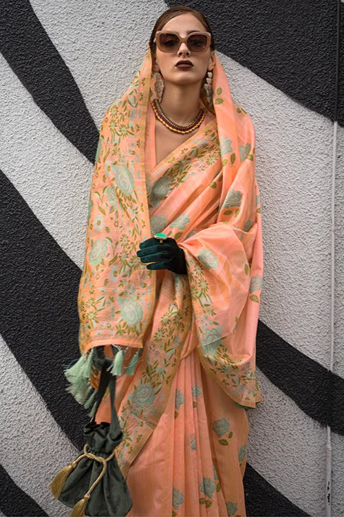 Indian Latest Collection For Women Handloom Silk Saree With Unstitched Blouse Piece