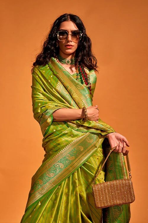 Soft Banarasi Weaving Handloom Silk Saree With Unstitched Blouse Piece