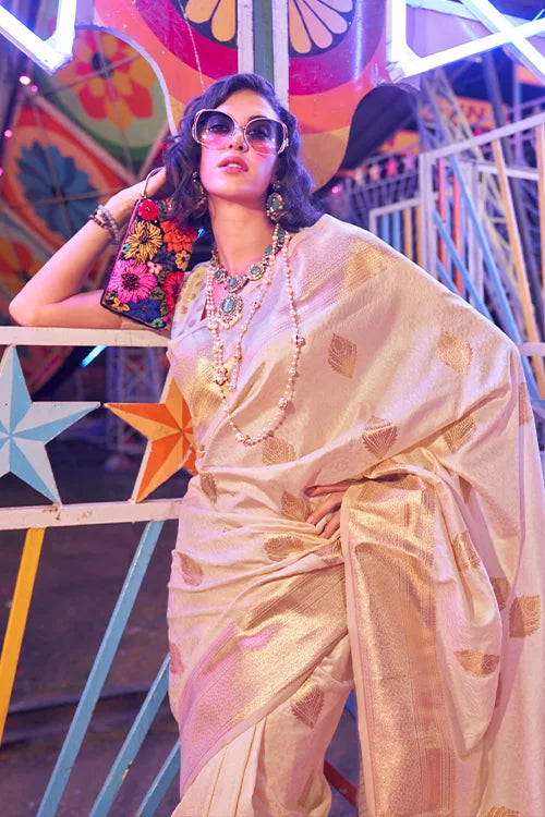 Luxurious Banarasi Silk Saree With Unstitched Blouse Piece At Shubhkala Fashion