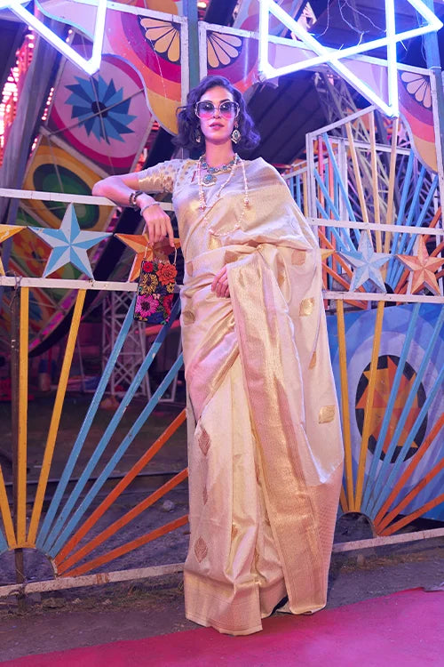 Luxurious Banarasi Silk Saree With Unstitched Blouse Piece At Shubhkala Fashion