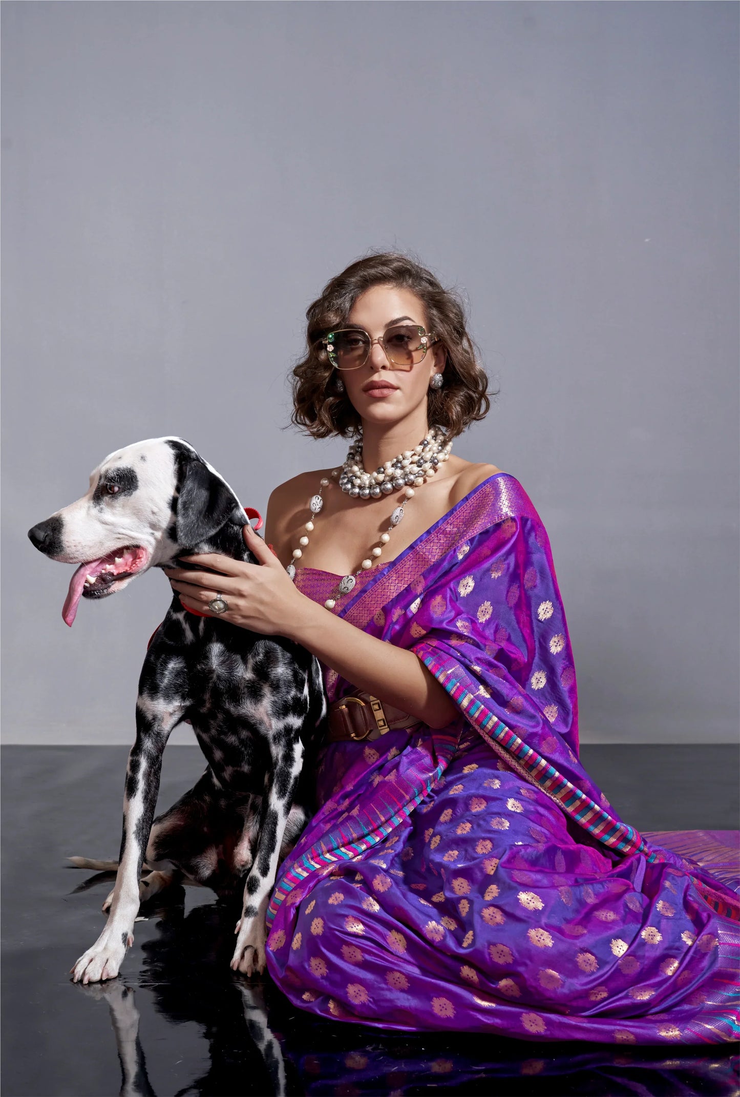 Buy Online Purple Woven Handloom Silk Classic Saree With Blouse Piece