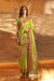 Bright Green Pure Satin Chaap Border Silk Saree With Unstitched Blouse Piece