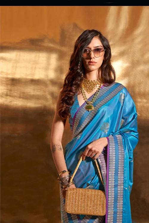 Handloom Pure Satin Weaving Silk Saree With Unstitched Blouse At Shubhkala Fashion