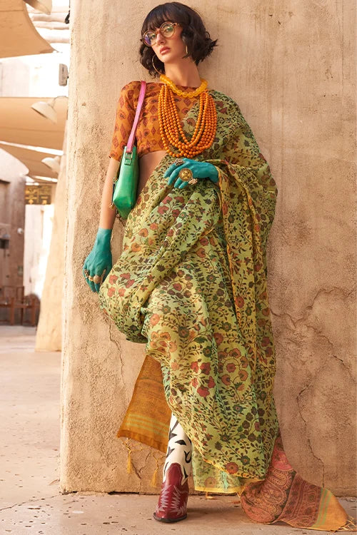 Buy Latest Silk New Printed Silk Saree With Blouse Piece At Shubhkala Fashion