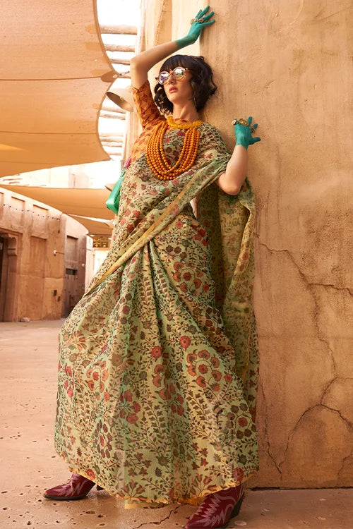 Buy Latest Silk New Printed Silk Saree With Blouse Piece At Shubhkala Fashion