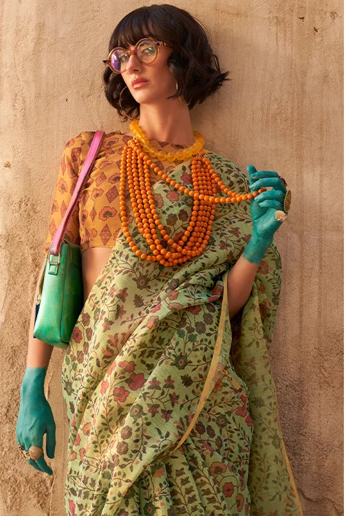 Buy Latest Silk New Printed Silk Saree With Blouse Piece At Shubhkala Fashion