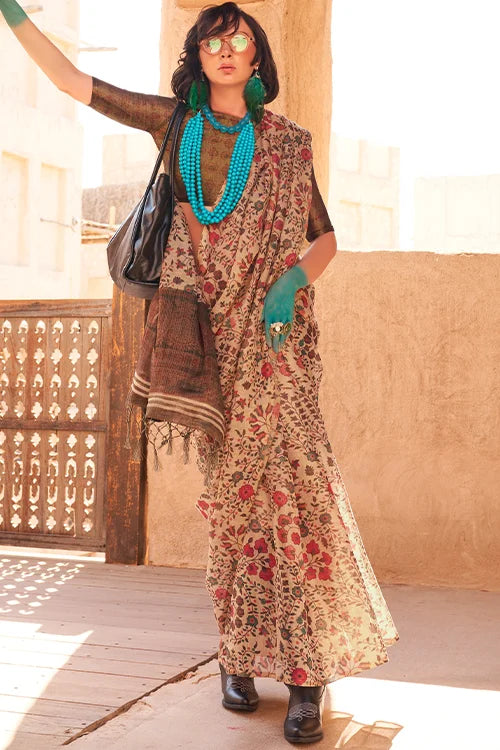 Buy Best Indian Ethnic Wear Collection For Woven Saree With Printed Blouse Piece