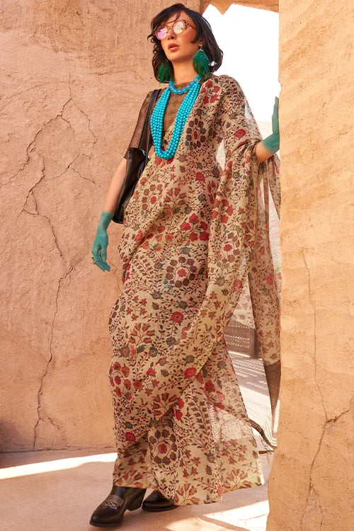 Buy Best Indian Ethnic Wear Collection For Woven Saree With Printed Blouse Piece