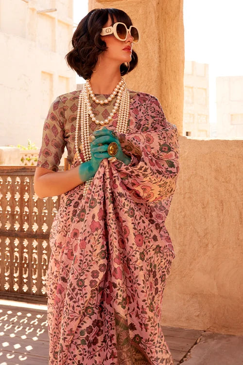 Handwoven Zari Tissue Fancy Georgette Saree With Blouse