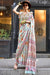 Preety Light Grey Digital Printed Satin Georgette Saree With Blouse