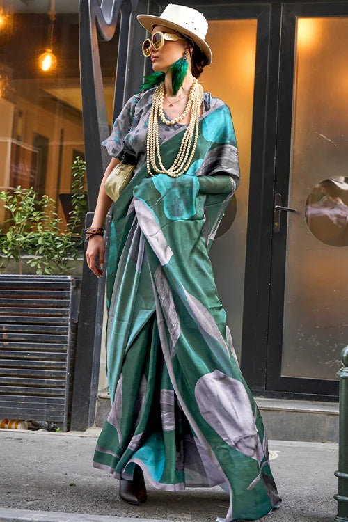 Excellent Art Silk Printed Saree With Blouse Piece At Shubhkala