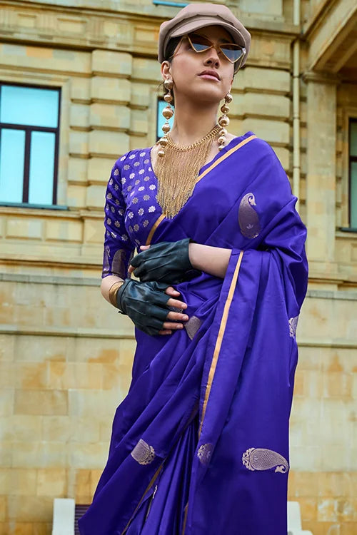 Latest Designer Satin Silk Saree With Printed Blouse Piece At Shubhkala