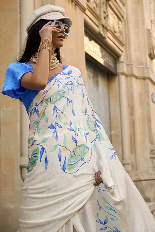 Buy Latest New Colection For Woven Satin Silk Saree With Blouse Piece