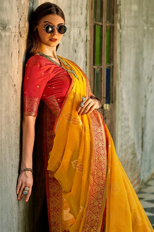 Buy New Beautiful Collection For Woven Saree With Unstitched Blouse Piece