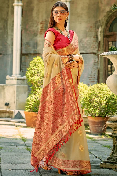Buy Reception Soft Silk Saree With Designer Blouse Piece At Shubhkalan Fashion