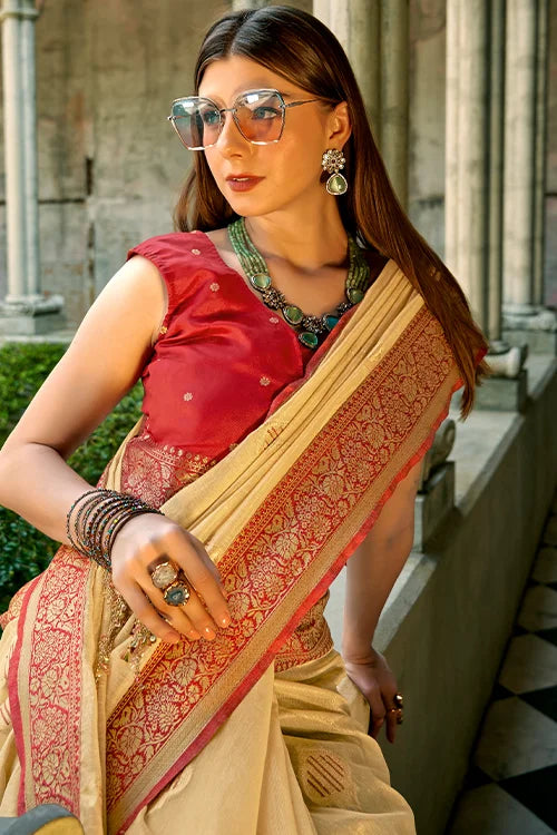 Buy Reception Soft Silk Saree With Designer Blouse Piece At Shubhkalan Fashion