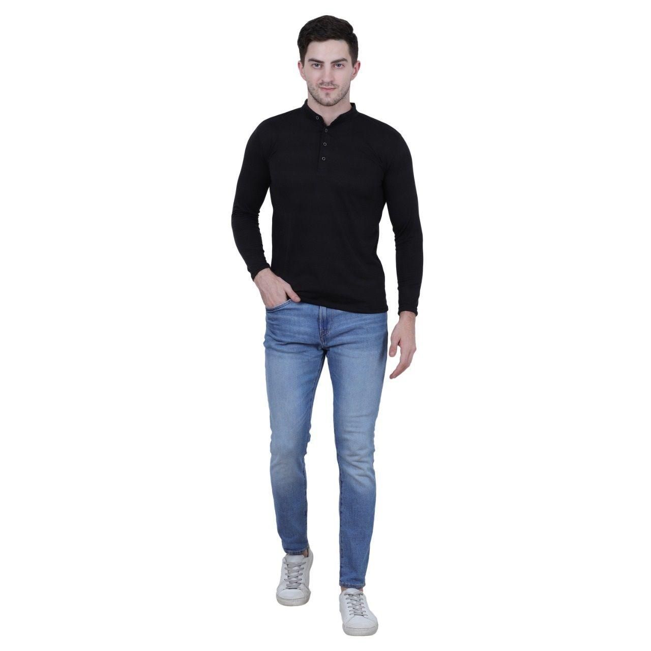 Cotton Blend Solid Full Sleeves T-Shirt