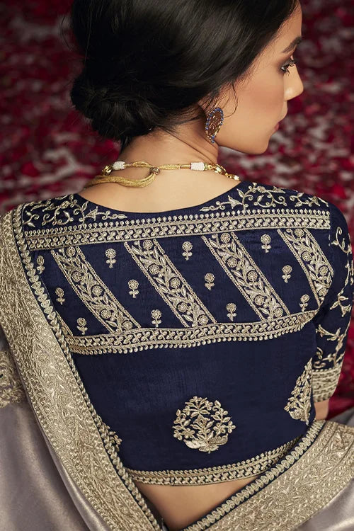 Women Embellished Saree With Contrast Blouse Piece At Shubhkala Fashion
