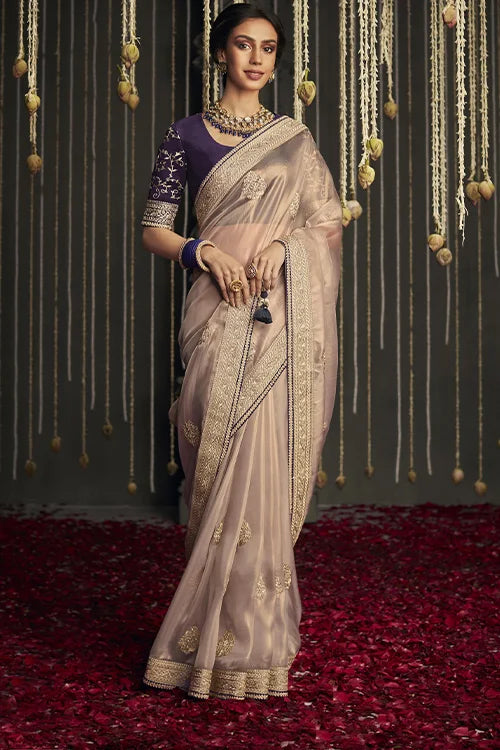 Soft Tissue Silk Saree With Embroidery Heavy Work Unstitched Blouse