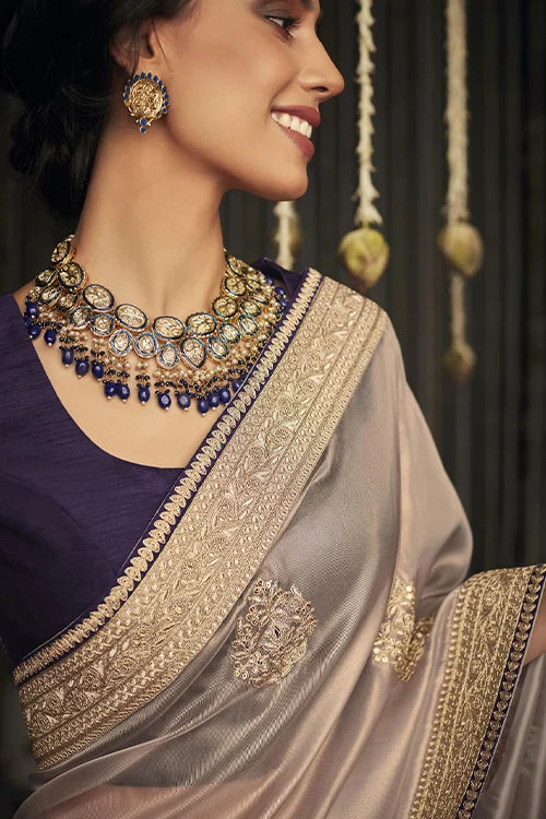 Soft Tissue Silk Saree With Embroidery Heavy Work Unstitched Blouse